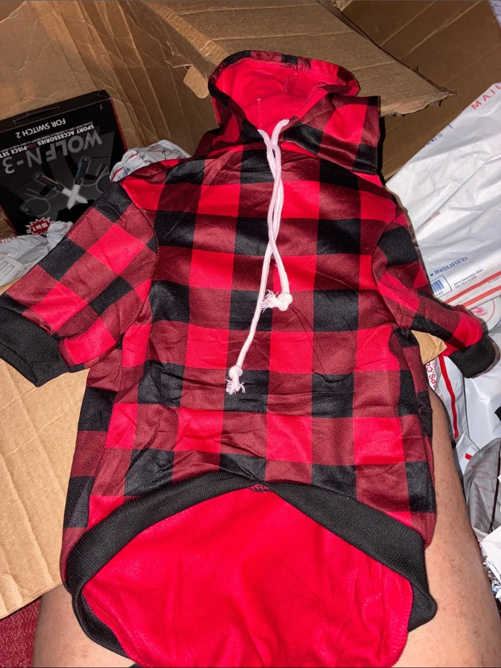 Dogs Red & Black Buffalo Plaid Hooded Jacket